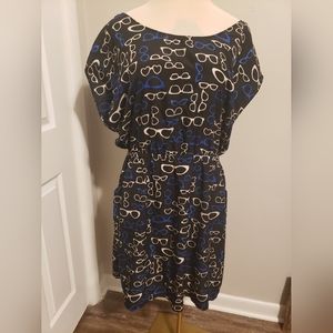 Forever 21+ Plus Dress Vintage Retro Glasses Back Cut-out with Pockets 3X